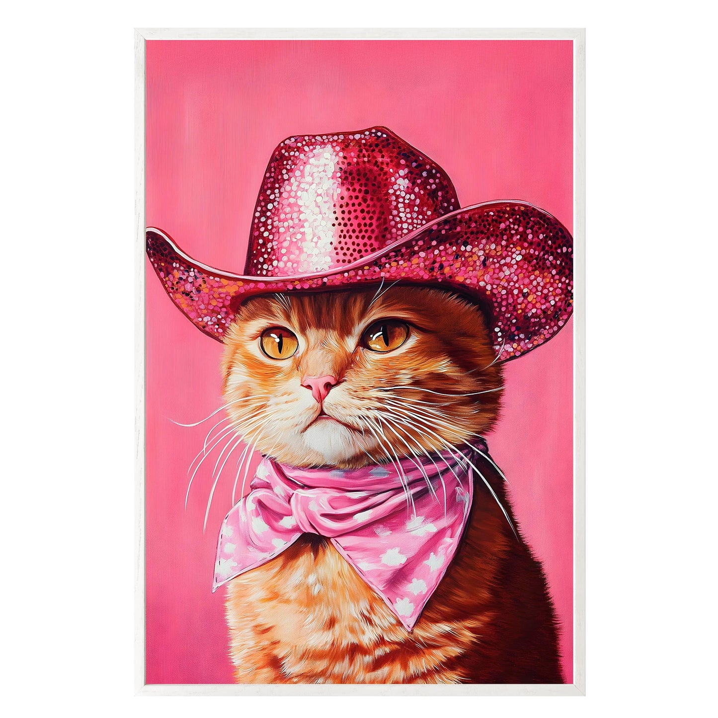 Sparkling Cowboy Cat Framed Print - Masterpiece Print