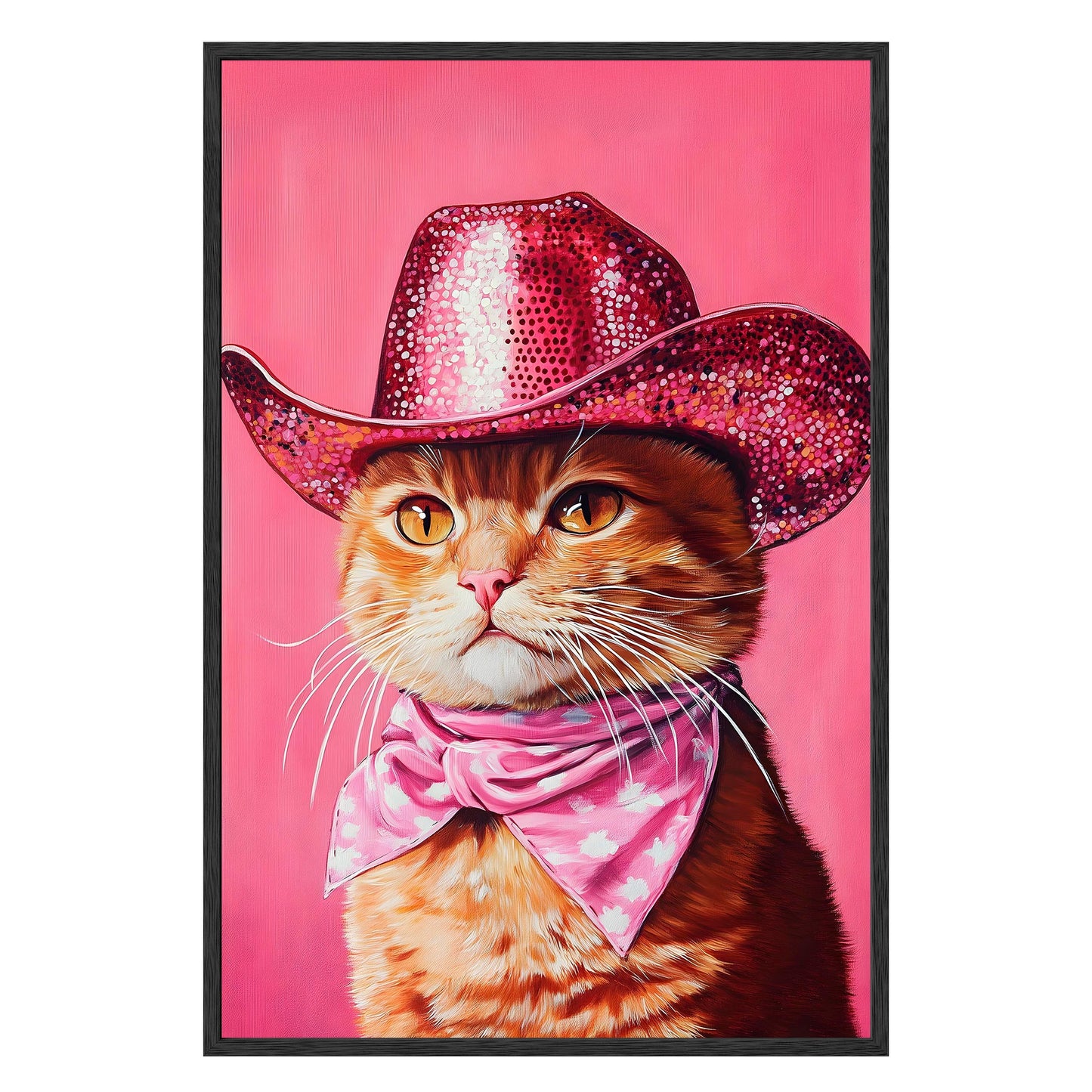 Sparkling Cowboy Cat Framed Print - Masterpiece Print