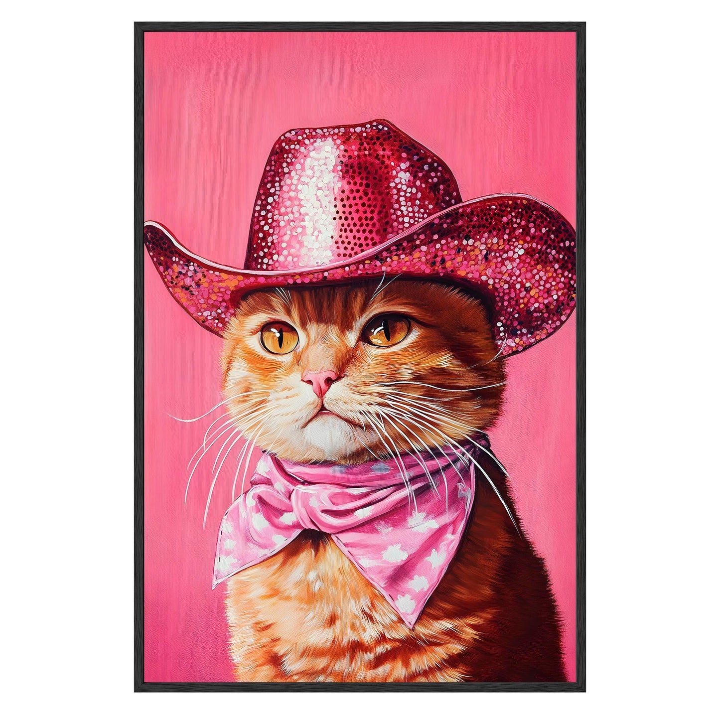 Sparkling Cowboy Cat Framed Print - Masterpiece Print