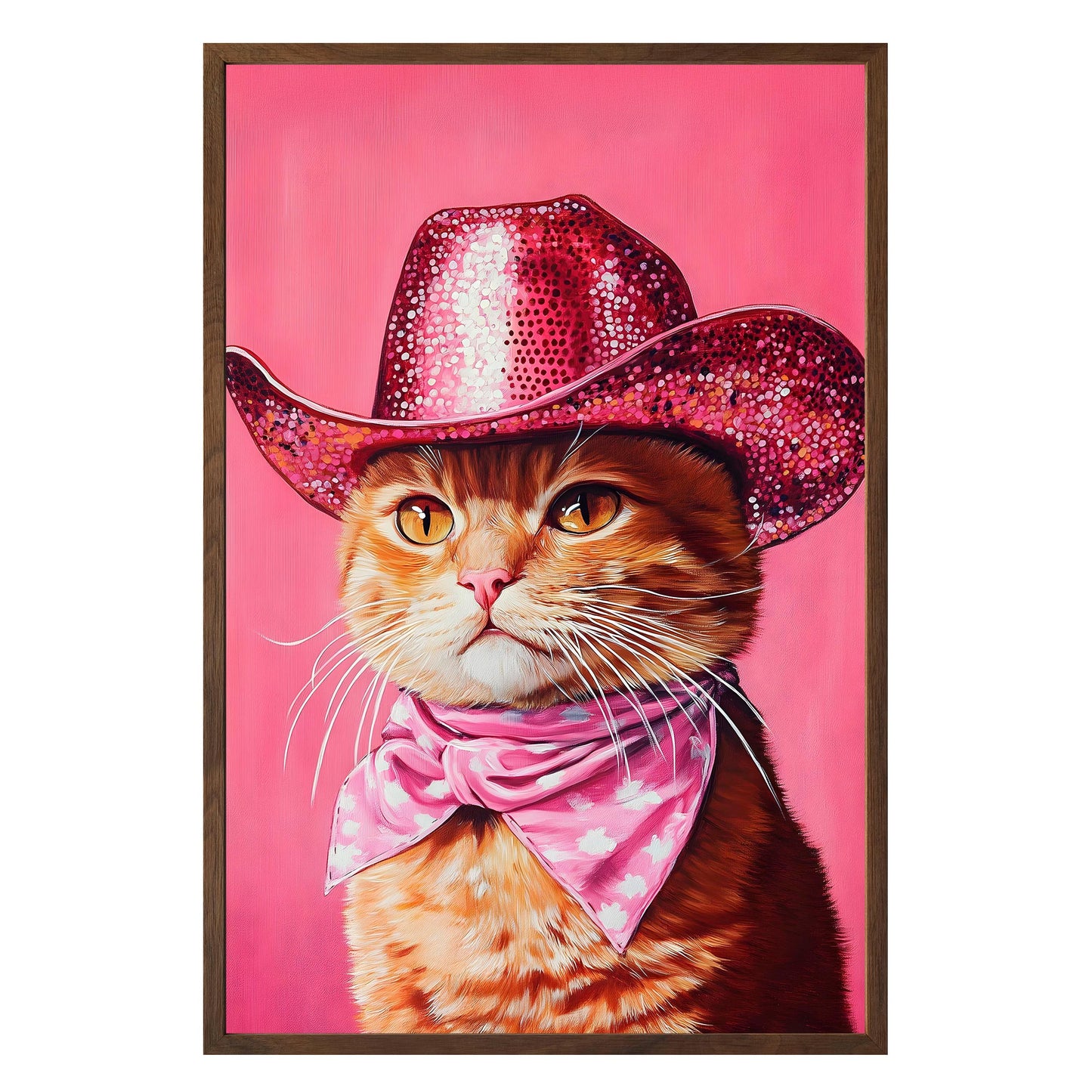 Sparkling Cowboy Cat Framed Print - Masterpiece Print