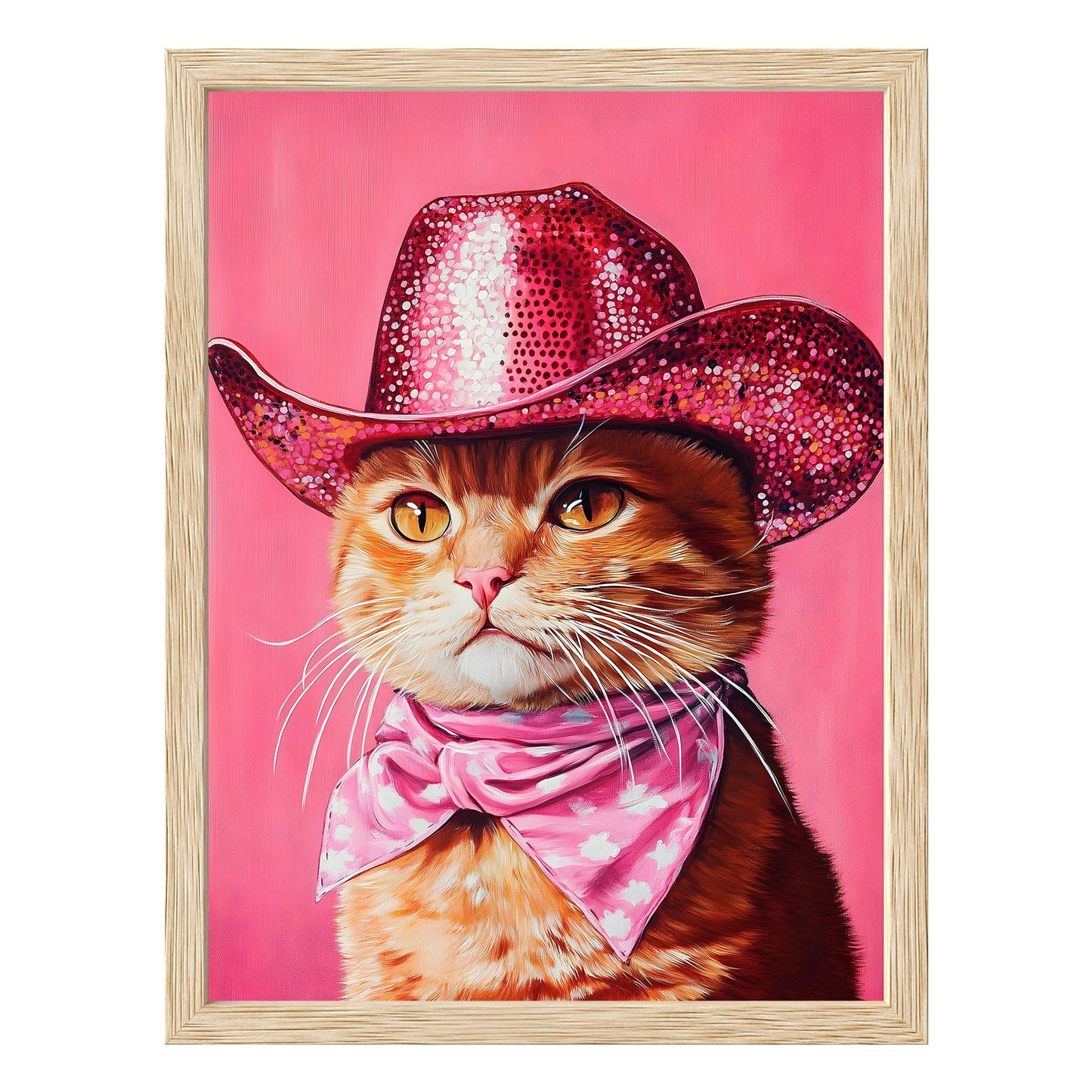 Sparkling Cowboy Cat Framed Print - Masterpiece Print