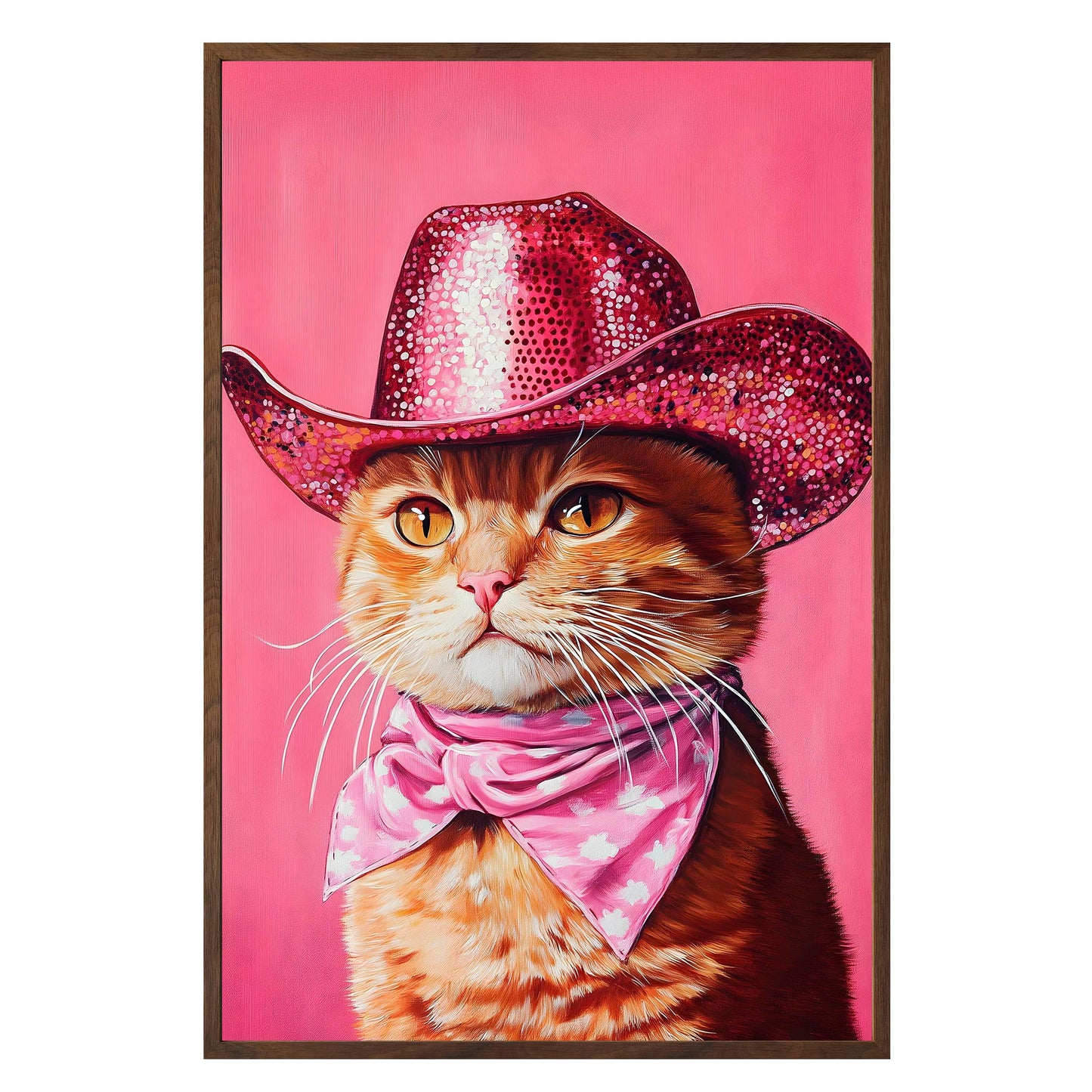 Sparkling Cowboy Cat Framed Print - Masterpiece Print