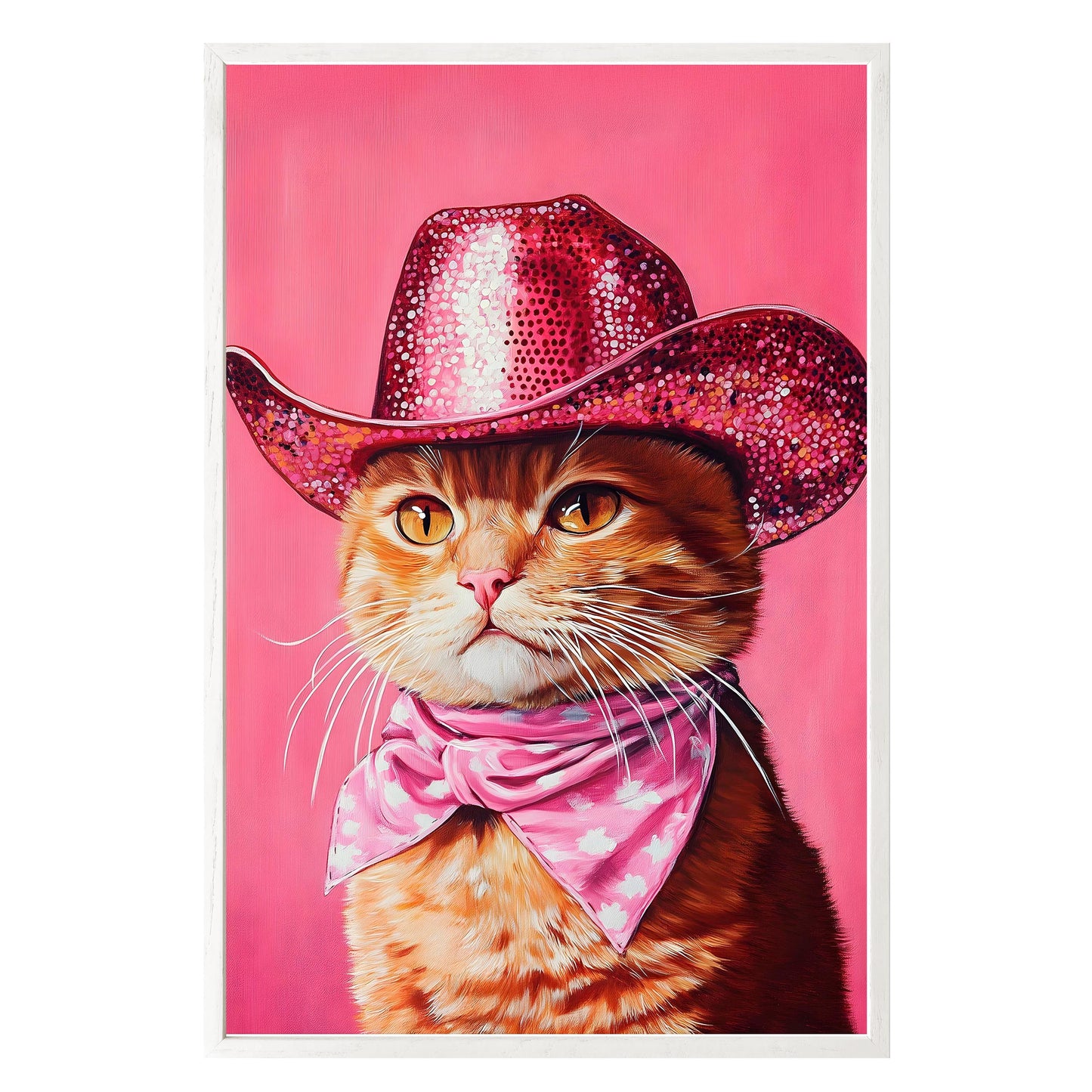 Sparkling Cowboy Cat Framed Print - Masterpiece Print