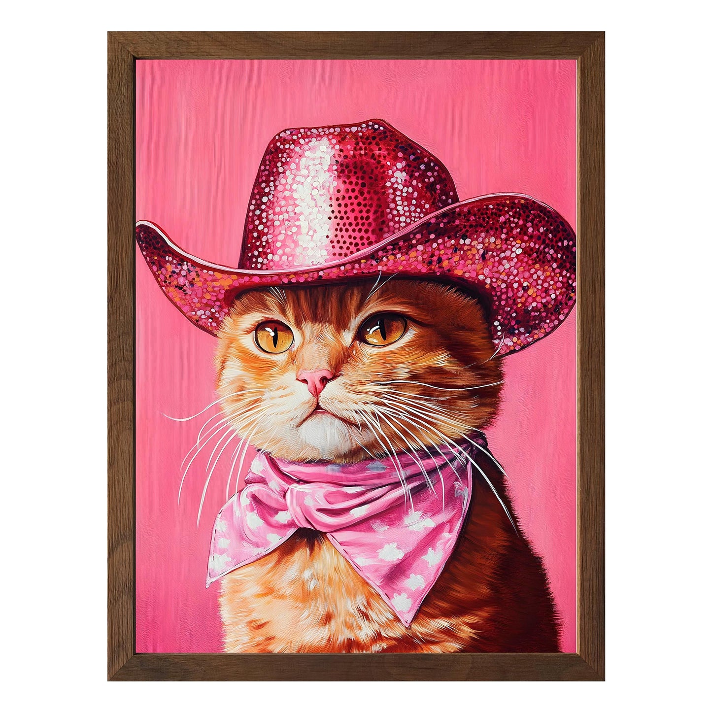 Sparkling Cowboy Cat Framed Print - Masterpiece Print