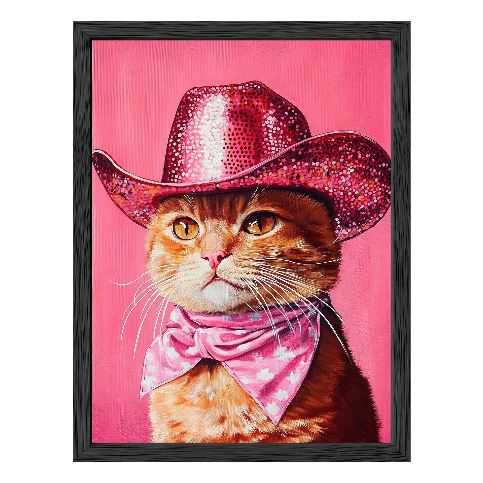 Sparkling Cowboy Cat Framed Print - Masterpiece Print