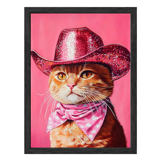 Sparkling Cowboy Cat Framed Print - Masterpiece Print