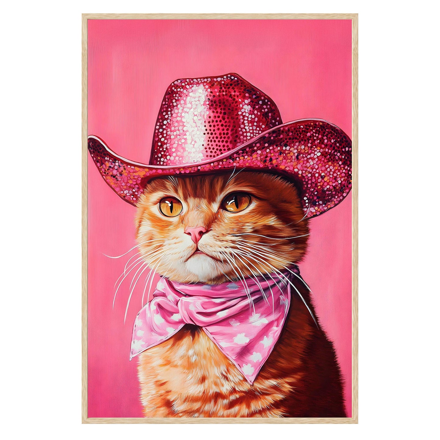 Sparkling Cowboy Cat Framed Print - Masterpiece Print