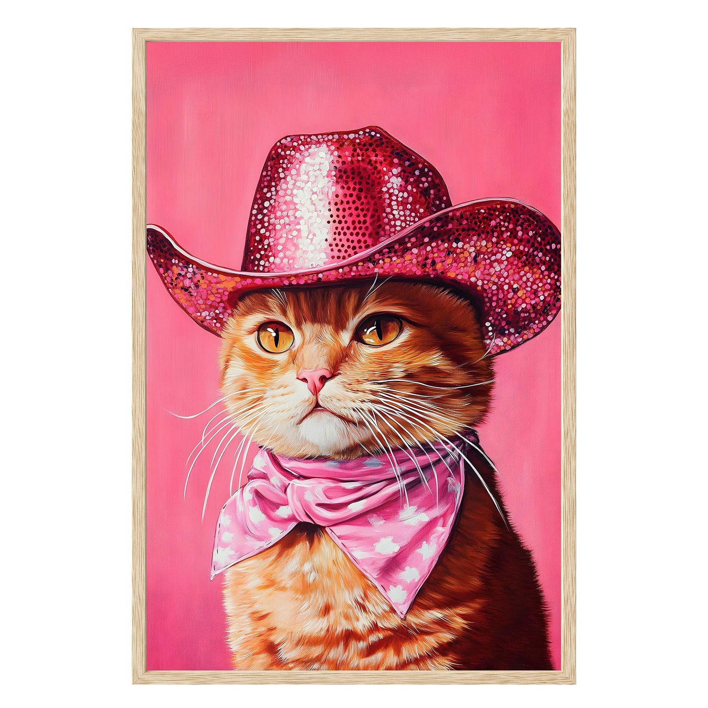 Sparkling Cowboy Cat Framed Print - Masterpiece Print