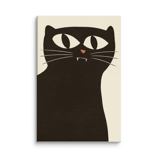 Stylized Black Cat Wall Art Print – Modern Minimalist Feline Canvas 40″×60″ - Masterpiece Print