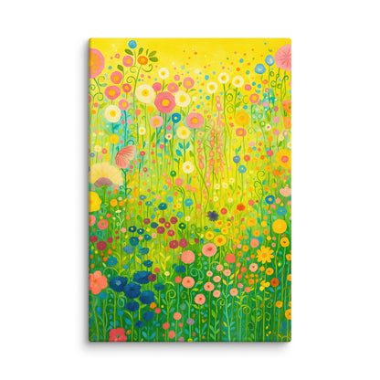 Vibrant Blooming Meadow Floral Wall Art Print – Colorful Extra Large Canvas 40″×60″ - Masterpiece Print