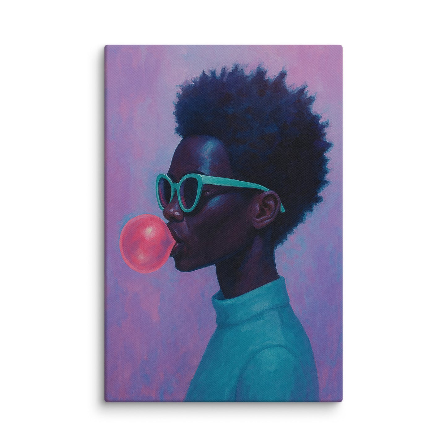 Vibrant Bubblegum Portrait Wall Art – Bold Retro Pop Style Canvas 40″×60″ - Masterpiece Print