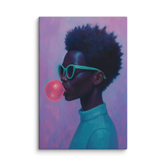 Vibrant Bubblegum Portrait Wall Art – Bold Retro Pop Style Canvas 40″×60″ - Masterpiece Print