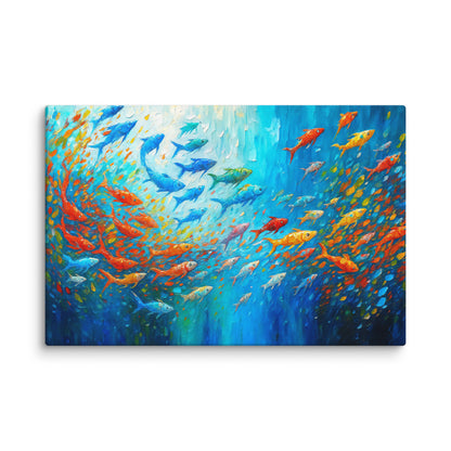Vibrant Ocean Fish Wall Art Print – Colorful Abstract Underwater Canvas 40″×60″ - Masterpiece Print